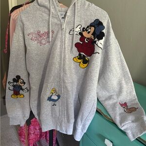 Disney Parks 100 Zip Up Hoodie Embroidered Size Medium Collectible Comfy